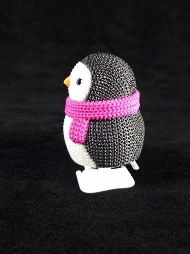 Penguin Crochet Toy Pinguino che cammina giocattolo meccanico con movimento a carica stampato in 3D a colori